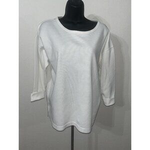 Rave Up Knit Blouse Top Women XL 3/4 Sleeve White Round Neck